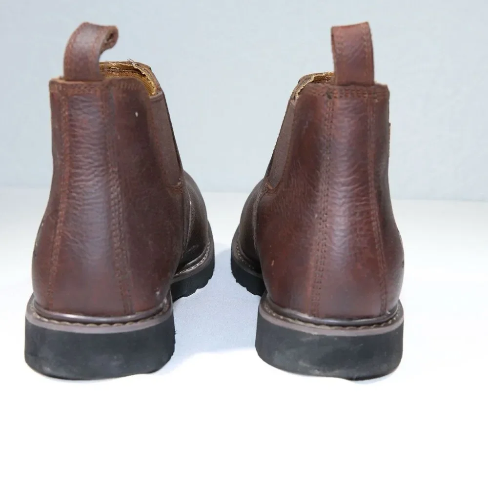 Carhartt CMS4100 Mens Waterproof Chelsea Work Boots 9.5 W Brown Leather Pull on